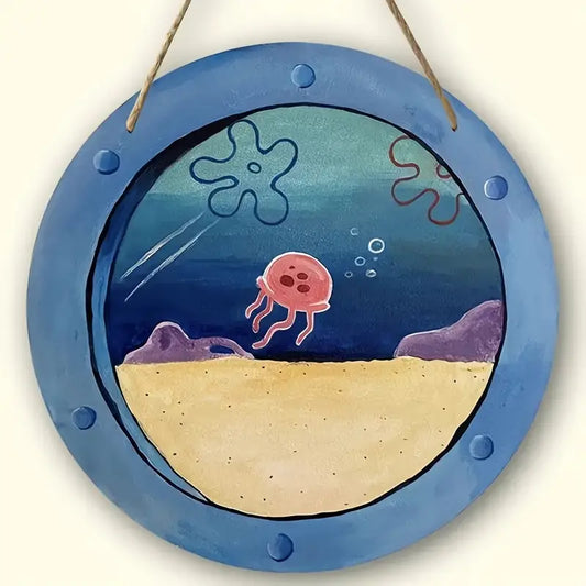 Charming Jellyfish Underwater Theme Wooden Sign