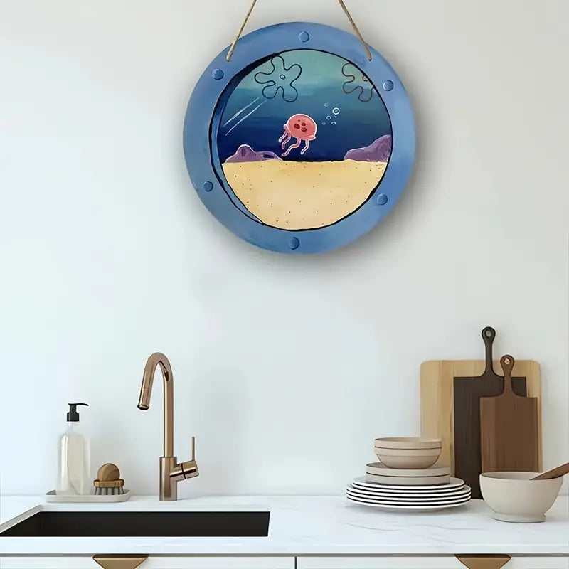 Charming Jellyfish Underwater Theme Wooden Sign