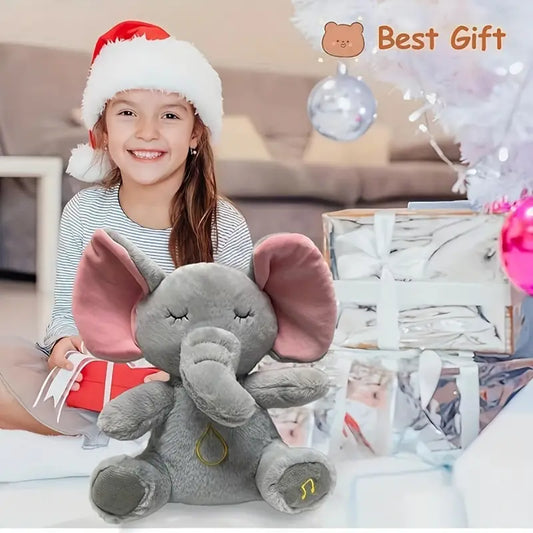 Breathing Elephant Plush Toy - Plush Toy & Blanket Sets with Rhythmic Motion, Soothing Lights, Music, Timers, and Realistic Sound Effects for Halloween and Christmas Gifts